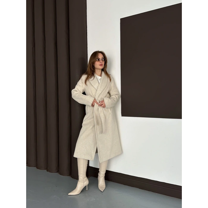 Moskov Kumaş Kuşaklı Kaban Bej