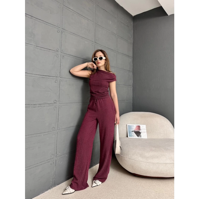 Omuz Detaylı Bürümcük Takım Bordo
