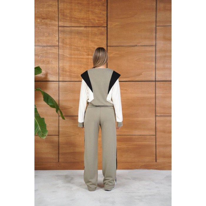 Parça Detaylı Eşofman Takım Bej