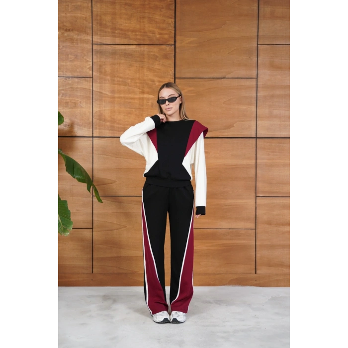 Parça Detaylı Eşofman Takım Siyah