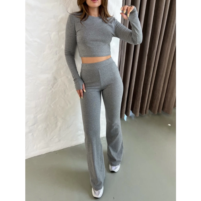 Parmak Geçirmeli Vibe Set Takım Koyu Gri
