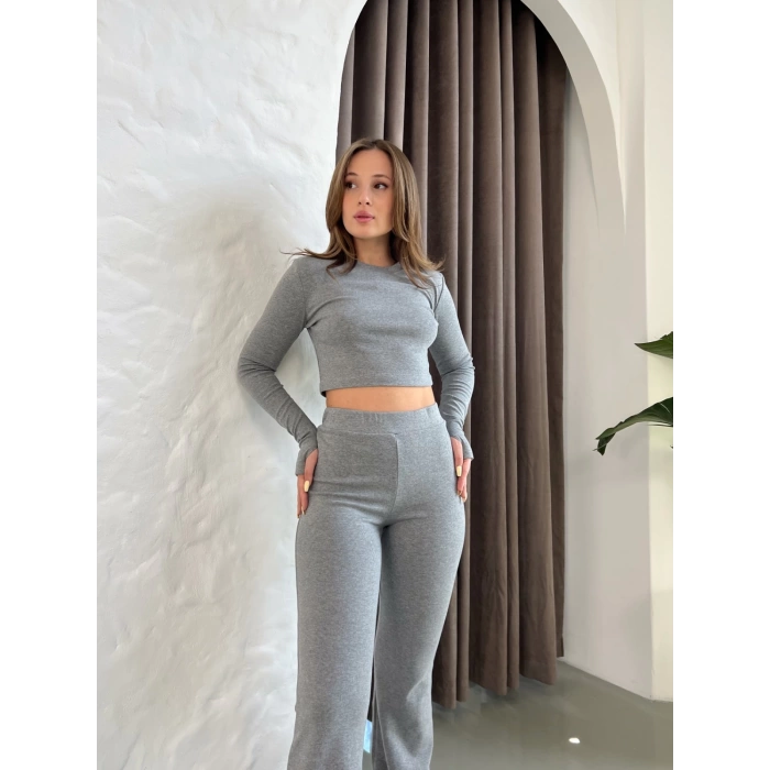 Parmak Geçirmeli Vibe Set Takım Koyu Gri