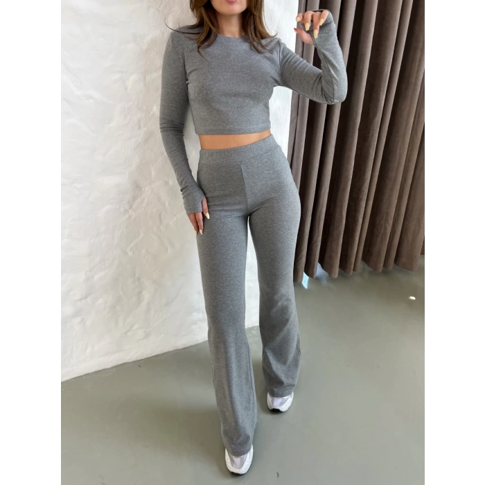 Parmak Geçirmeli Vibe Set Takım Koyu Gri