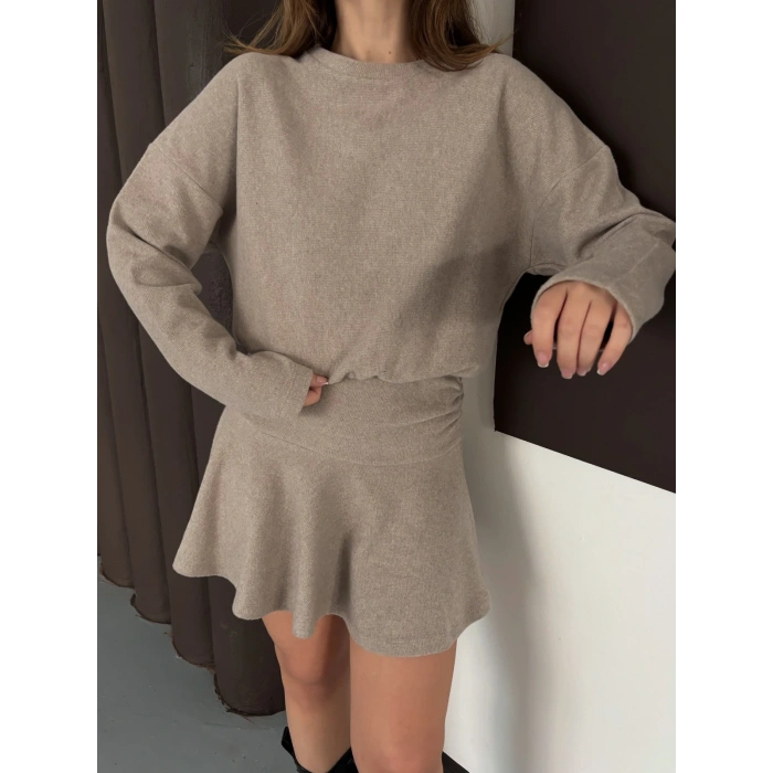 Piliseli Linda Elbise Takım Bej