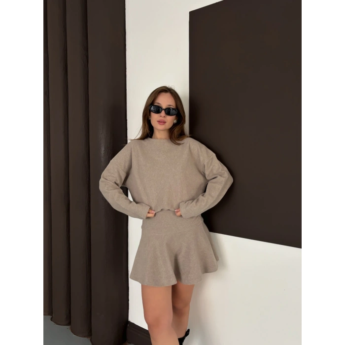 Piliseli Linda Elbise Takım Bej