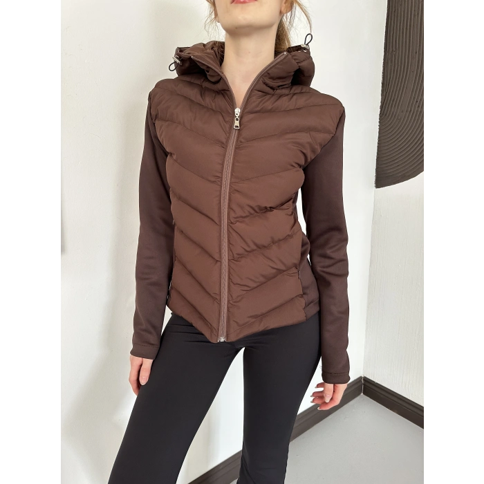 Range Kapüşonlu Şişme Mont Kahve
