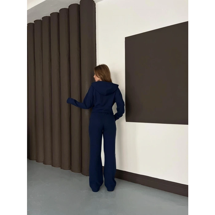 Selanik Kumaş Kapüşonlu Takım Lacivert