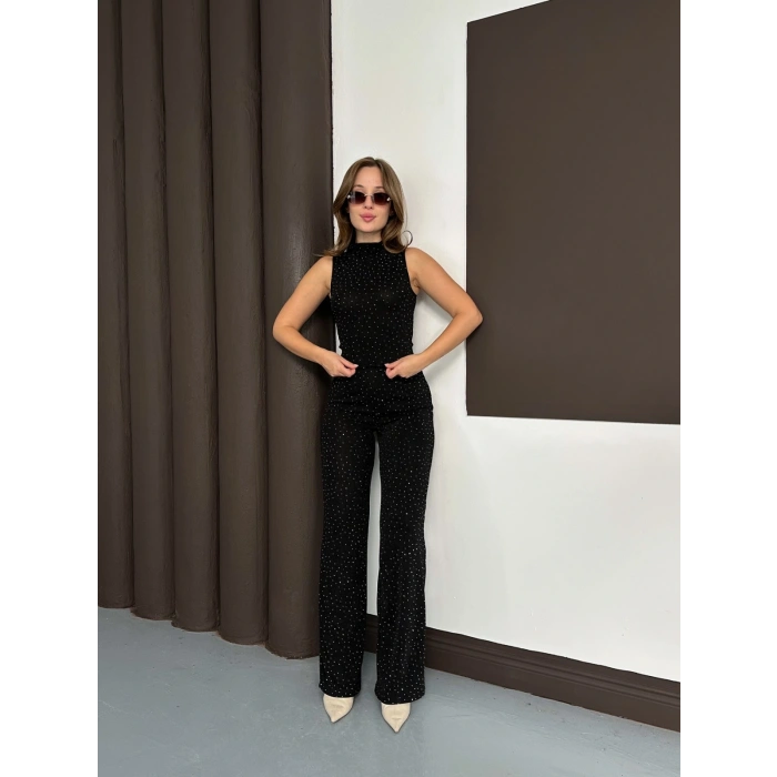 Sim Detaylı İkili Takım Siyah