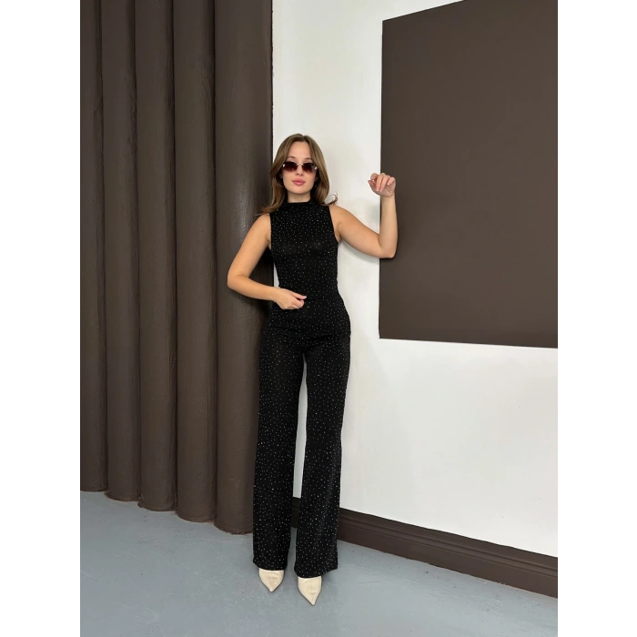 Sim Detaylı İkili Takım Siyah