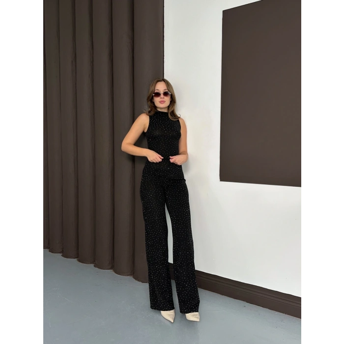 Sim Detaylı İkili Takım Siyah