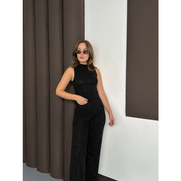 Sim Detaylı İkili Takım Siyah