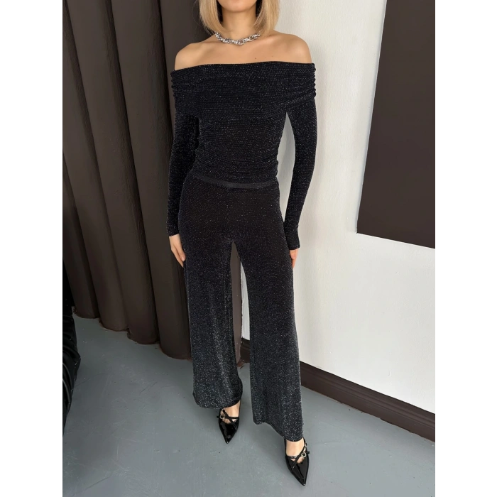 Simli Madonna Yaka takım Siyah