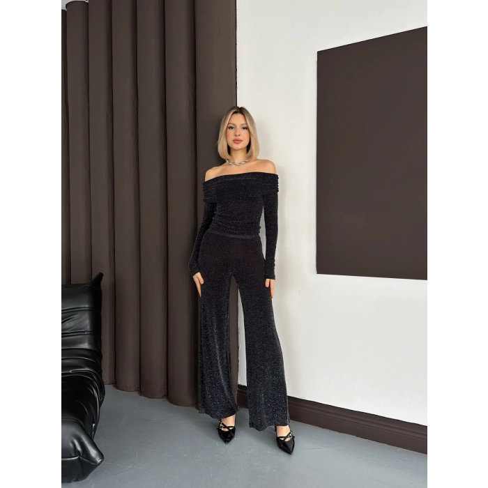 Simli Madonna Yaka takım Siyah