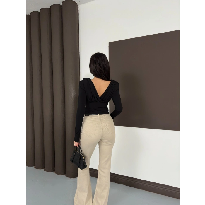 Tasarım Uzun Kol Linda Bluz Siyah