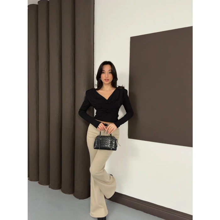 Tasarım Uzun Kol Linda Bluz Siyah