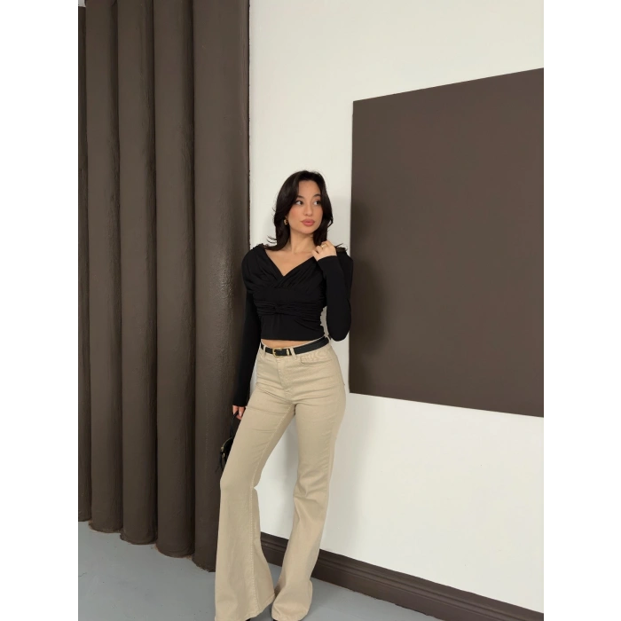 Tasarım Uzun Kol Linda Bluz Siyah