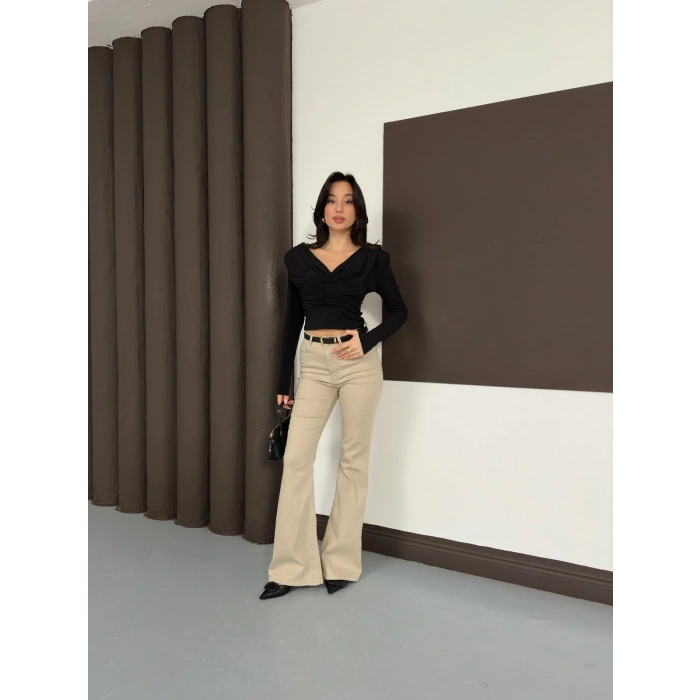 Tasarım Uzun Kol Linda Bluz Siyah