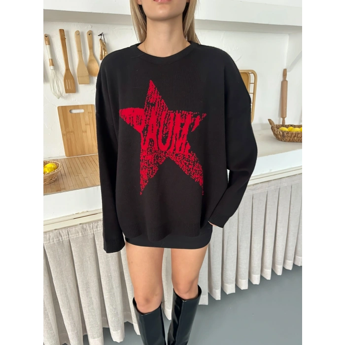 Tasarım Viral Triko Kazak Siyah