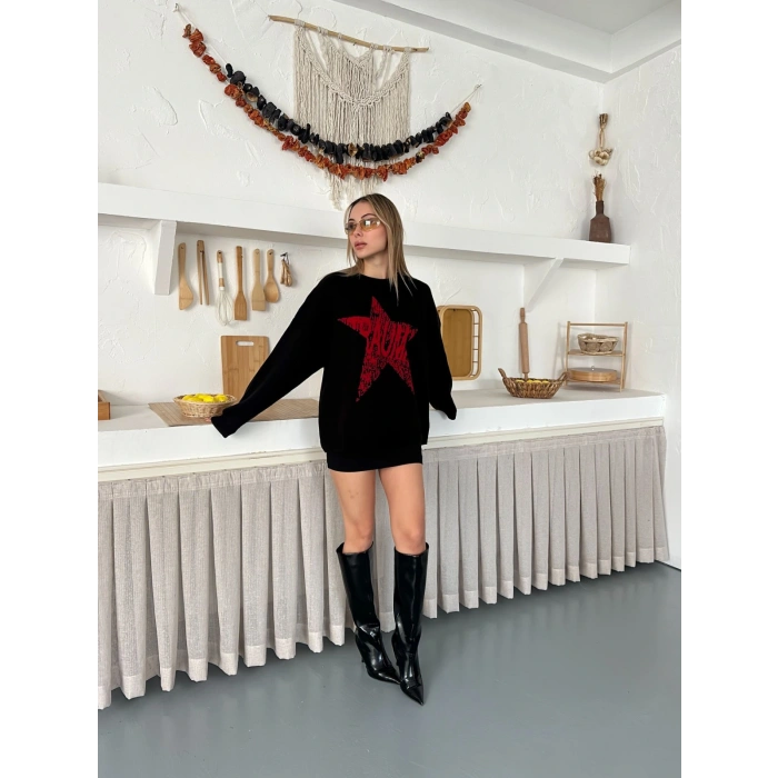 Tasarım Viral Triko Kazak Siyah