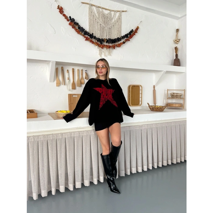 Tasarım Viral Triko Kazak Siyah