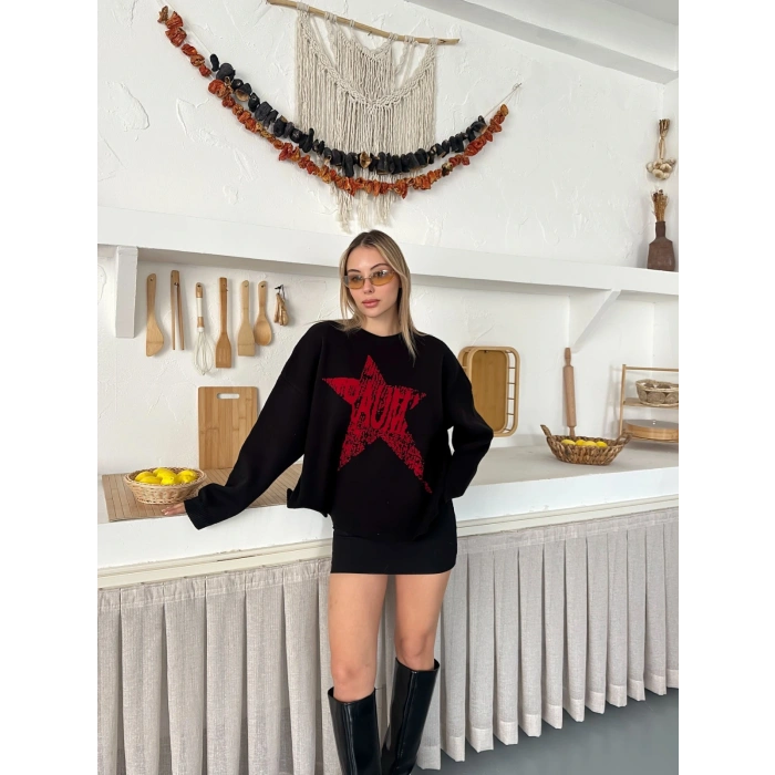 Tasarım Viral Triko Kazak Siyah