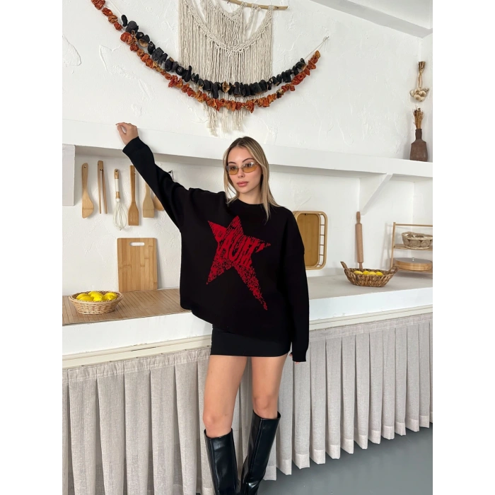 Tasarım Viral Triko Kazak Siyah