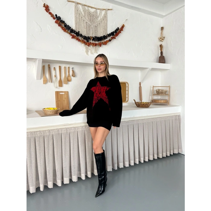 Tasarım Viral Triko Kazak Siyah