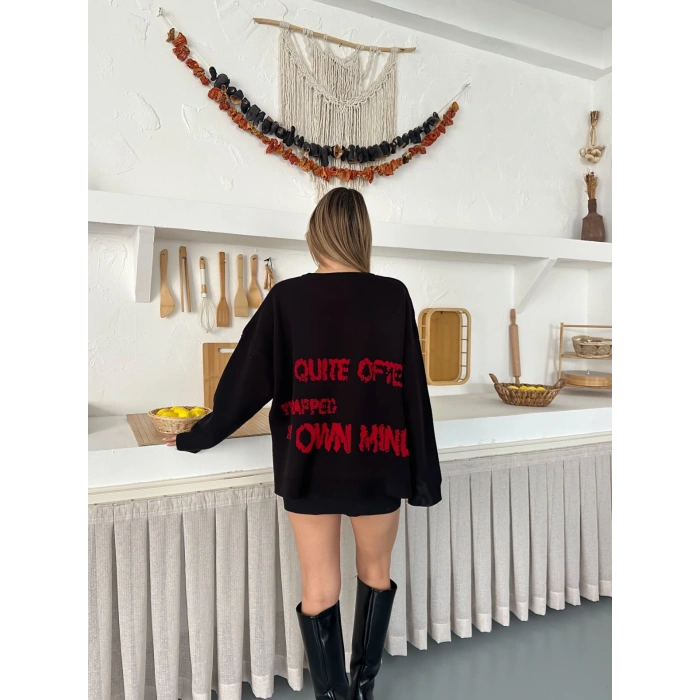 Tasarım Viral Triko Kazak Siyah