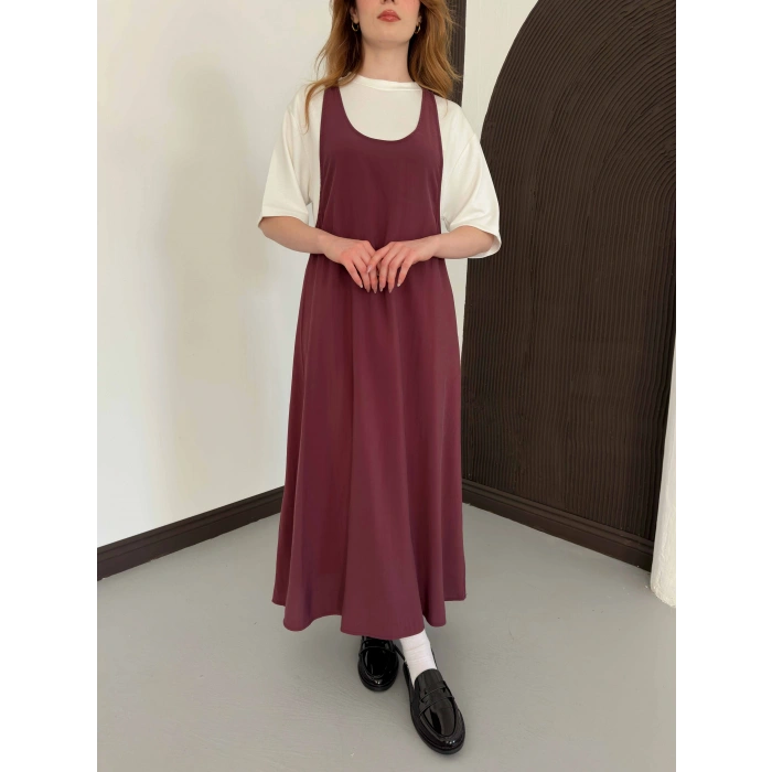 Tişört Elbise İkili Takım Mürdüm