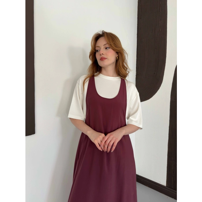 Tişört Elbise İkili Takım Mürdüm