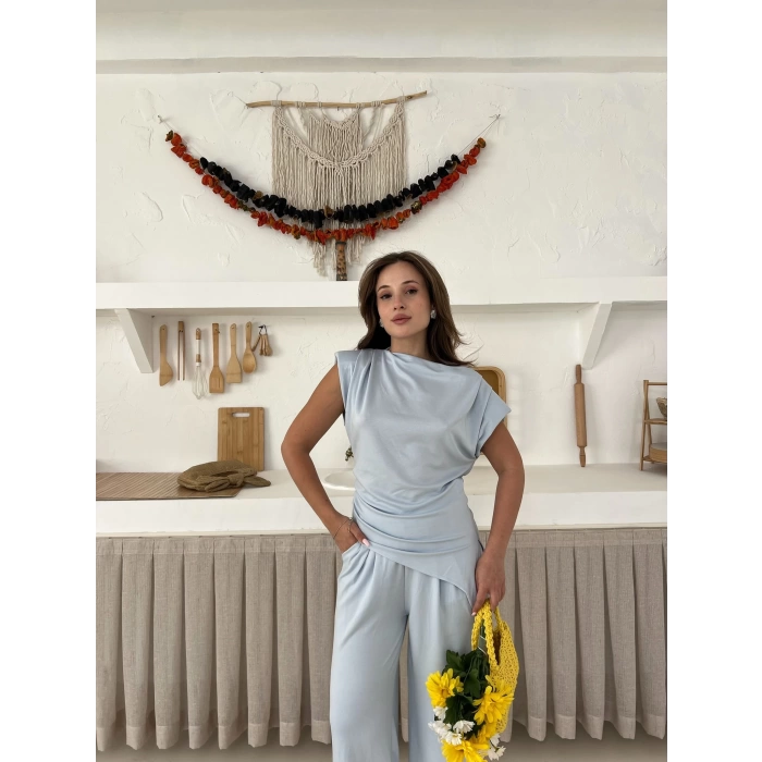 Vatka Detaylı Asimetrik Takım Mavi