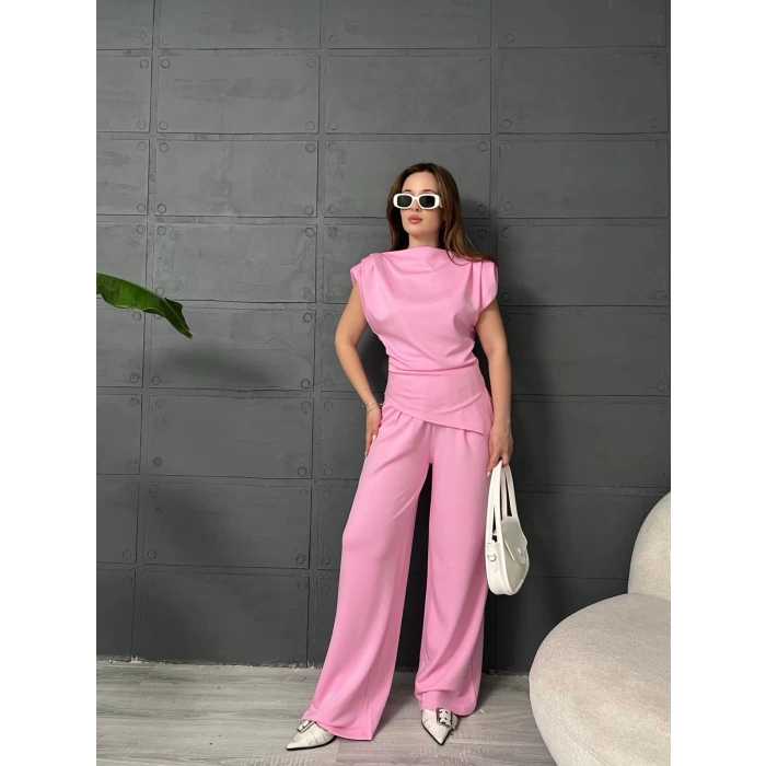 Vatka Detaylı Asimetrik Takım Pembe