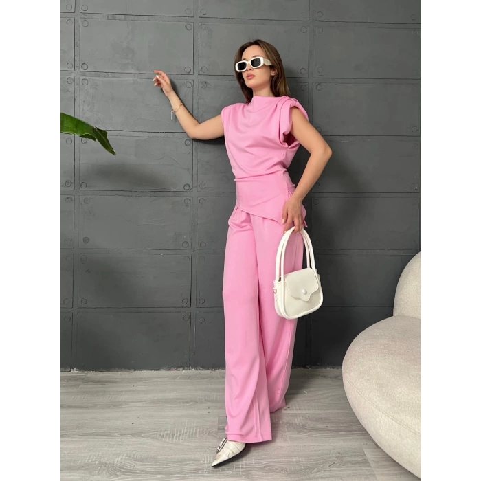 Vatka Detaylı Asimetrik Takım Pembe