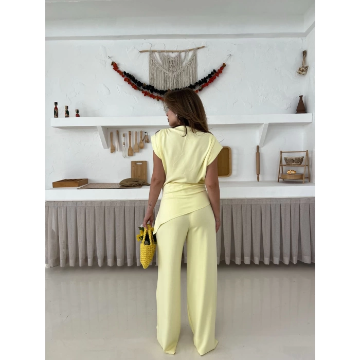Vatka Detaylı Asimetrik Takım Sarı