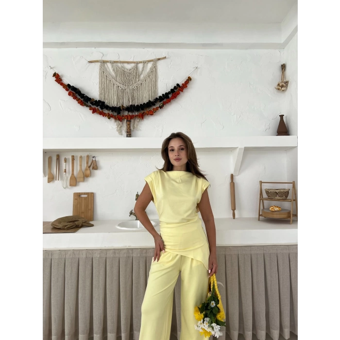 Vatka Detaylı Asimetrik Takım Sarı