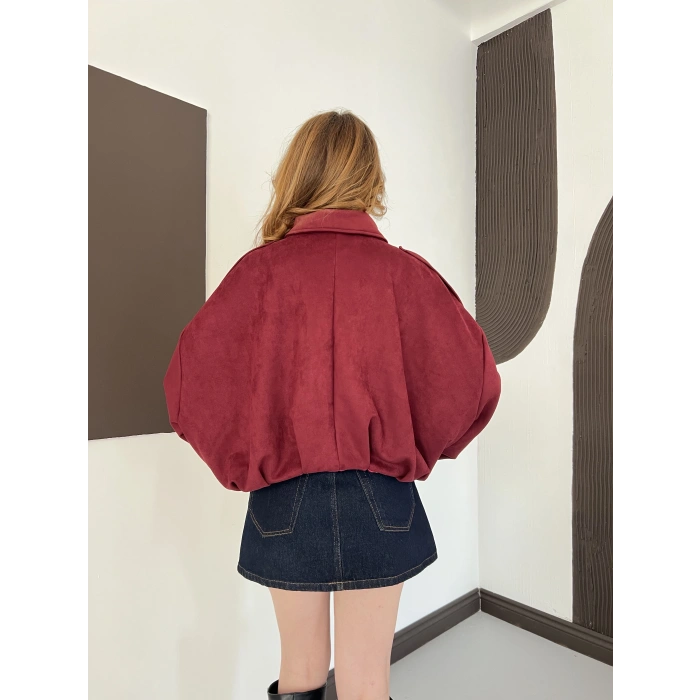 Viral Süet Bomber Ceket Bordo
