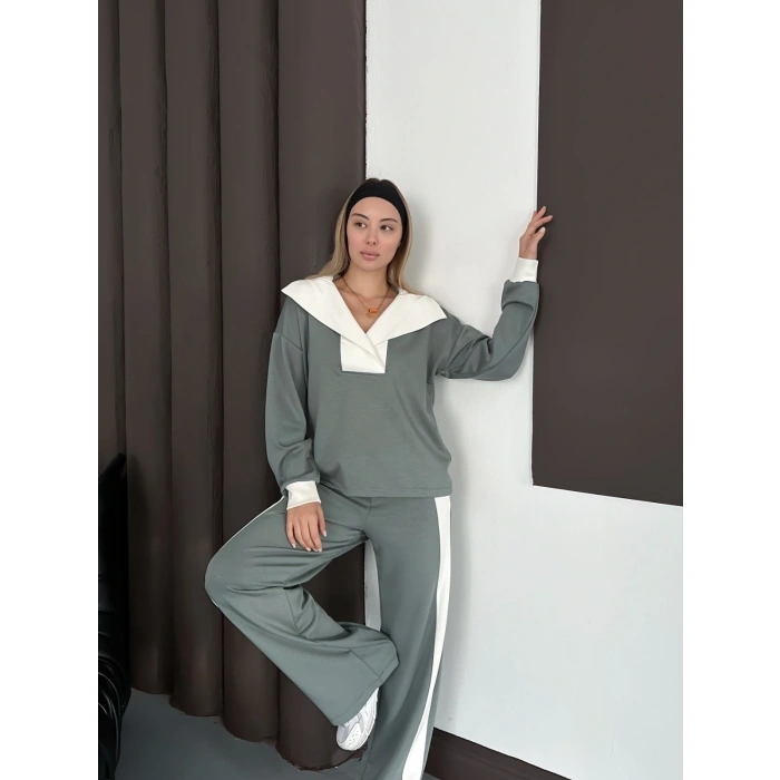 Yaka Detaylı Modal Lüx Kalite Takım Gri