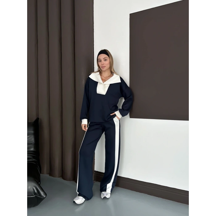 Yaka Detaylı Modal Lüx Kalite Takım Lacivert