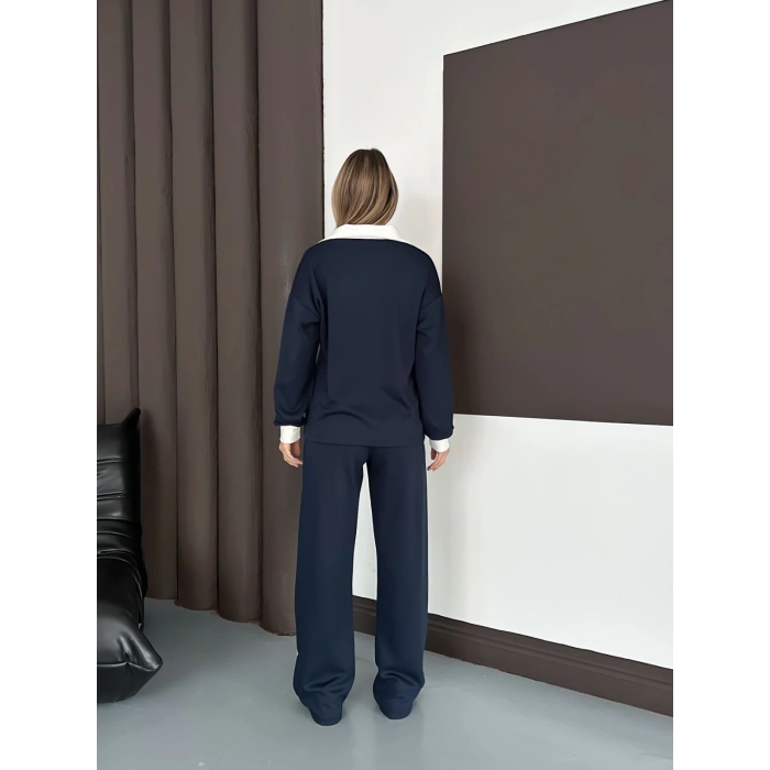 Yaka Detaylı Modal Lüx Kalite Takım Lacivert