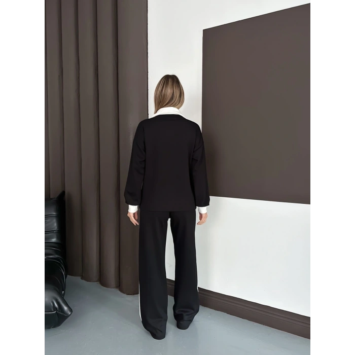 Yaka Detaylı Modal Lüx Kalite Takım Siyah