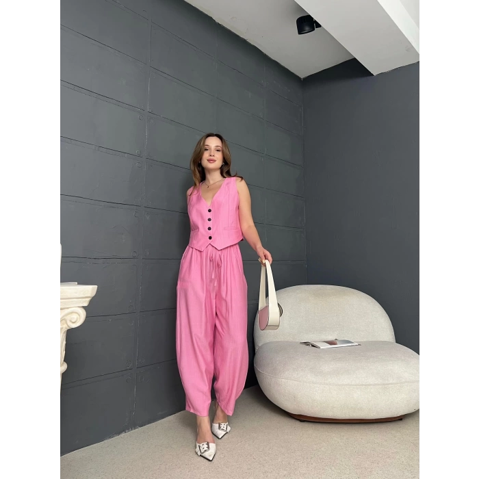 Yelekli Çilek Takım Pembe