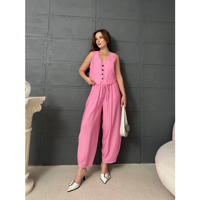 Yelekli Çilek Takım Pembe