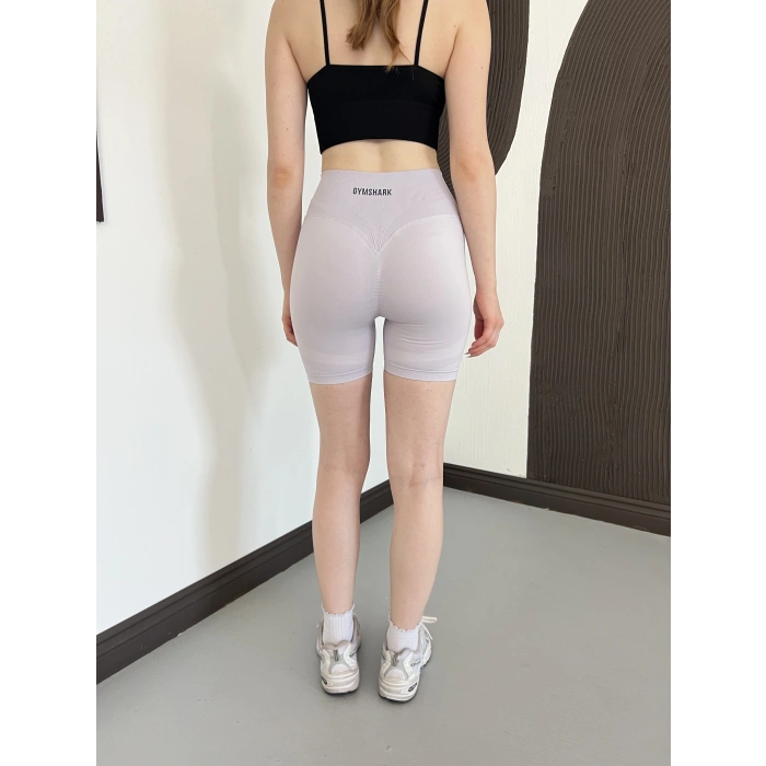 Yüksek Bel Dikişsiz Spor Şort Lila
