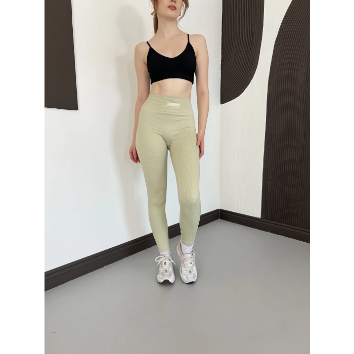Yüksek Bel Dikişsiz Spor Tayt Çağlayeşili