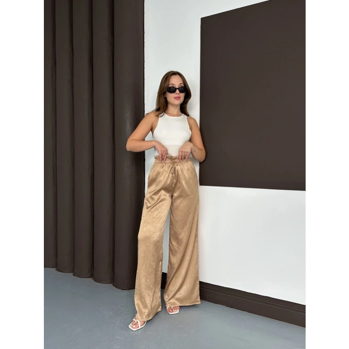 Yüksek Bel Salaş Pantolon Bej