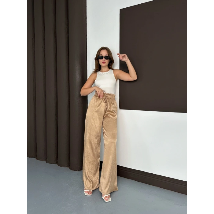 Yüksek Bel Salaş Pantolon Bej
