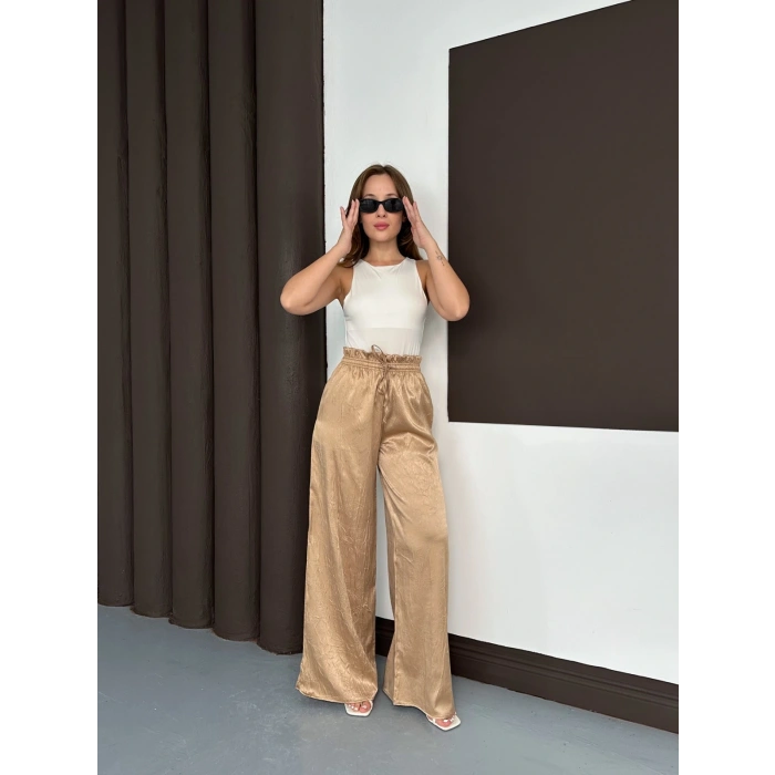 Yüksek Bel Salaş Pantolon Bej