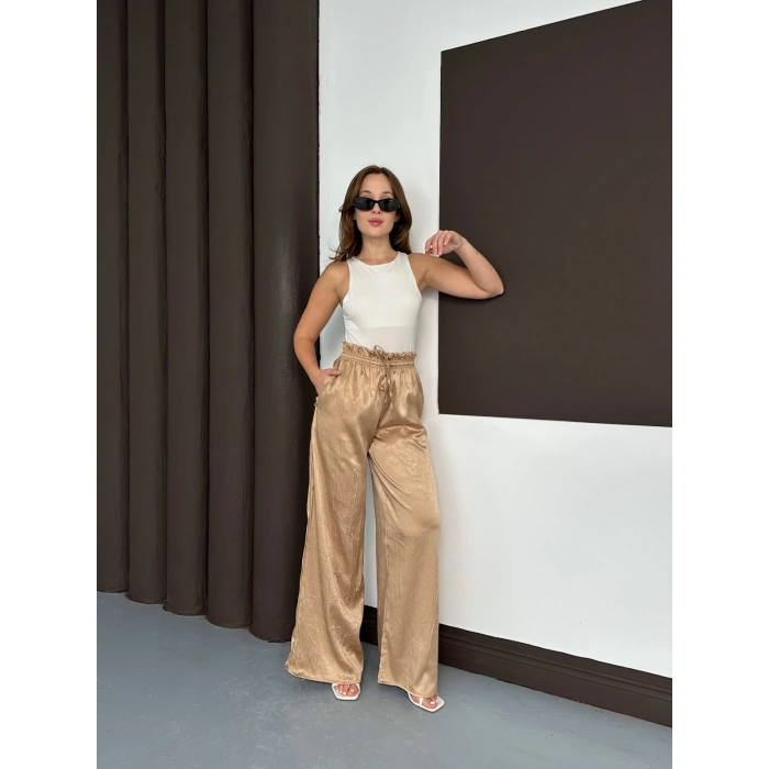 Yüksek Bel Salaş Pantolon Bej