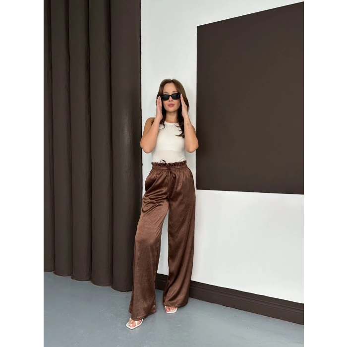 Yüksek Bel Salaş Pantolon Kahve