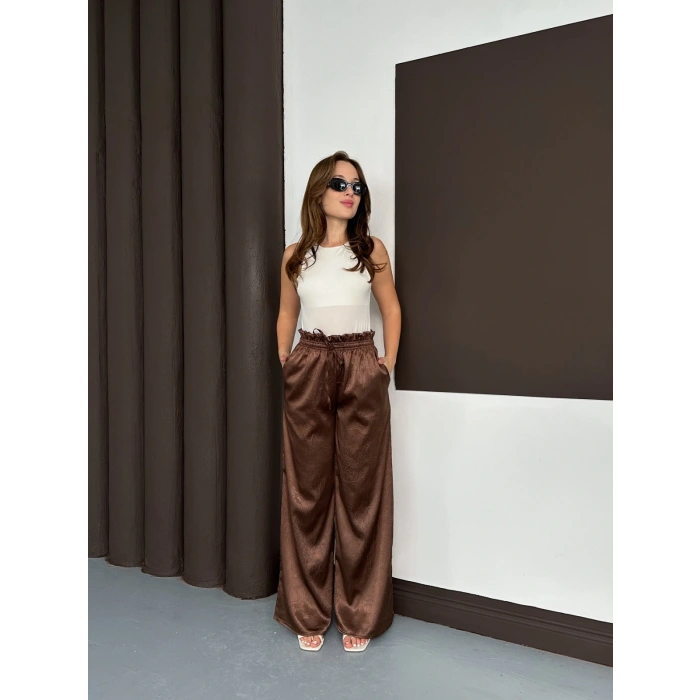 Yüksek Bel Salaş Pantolon Kahve